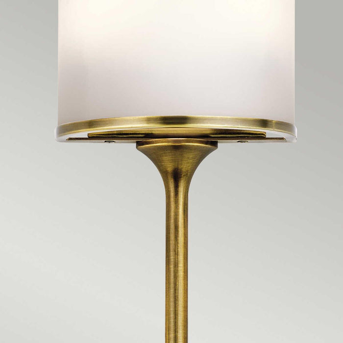 Kichler Mona 2 Light Small Natural Brass Bathroom Wall Light glass shade