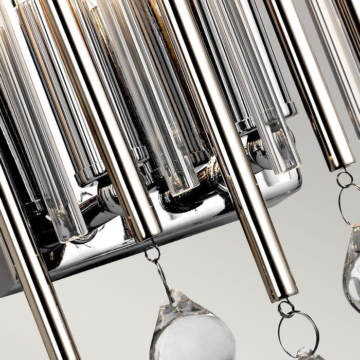 kichler piper 2 light chrome wall light glass rods drops IP rating image