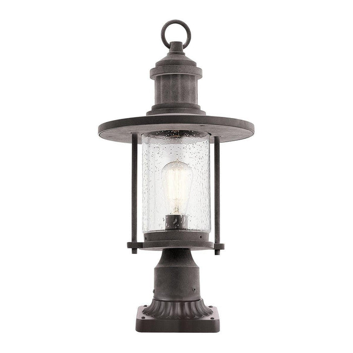 kichler riverwood 8 zinc pedestal outdoor lantern