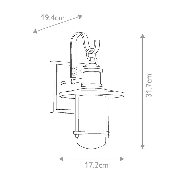 Kichler Riverwood Small Zinc Outdoor Wall Light — close-up detail