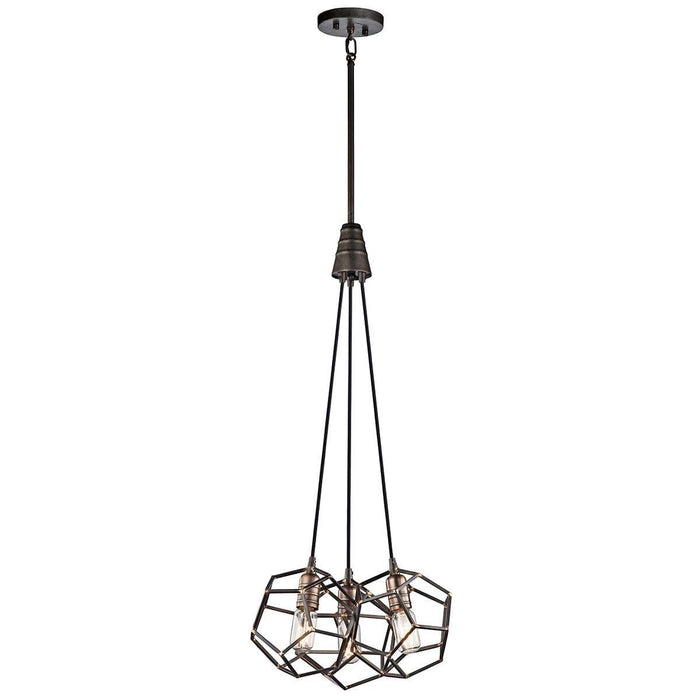 Kichler Rocklyn 3 Light Chandelier Ceiling Light - Raw Steel-Elstead Lighting-1-Tiffany Lighting Direct