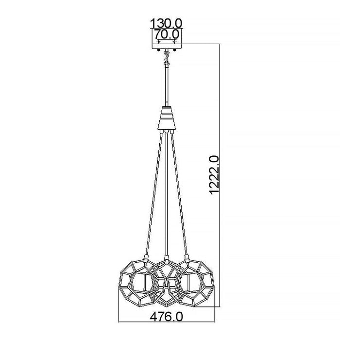 Kichler Rocklyn 3 Light Chandelier Ceiling Light - Raw Steel — rear view