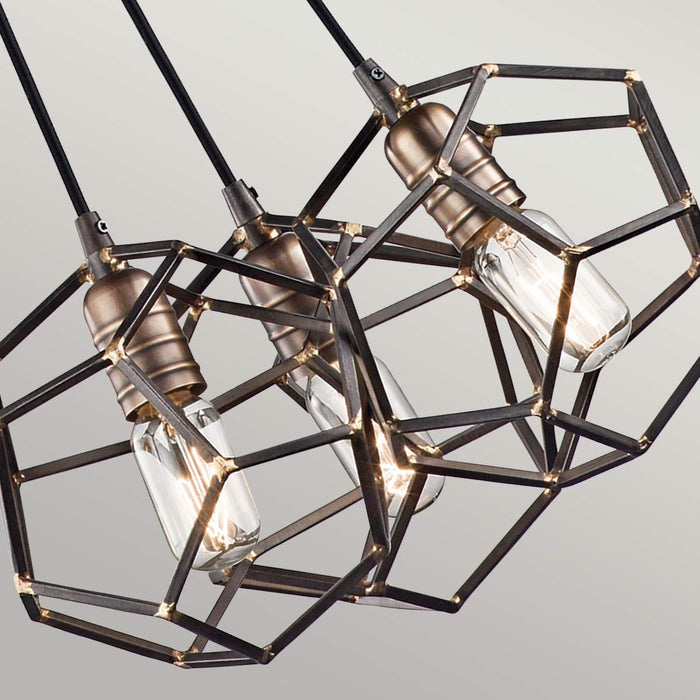 Kichler Rocklyn 3 Light Chandelier Ceiling Light - Raw Steel — side profile