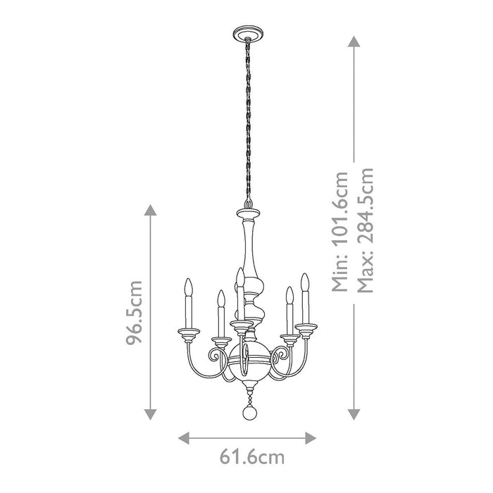 Kichler Rosalie 5 Light Gold Chandelier Ceiling Light — rear view