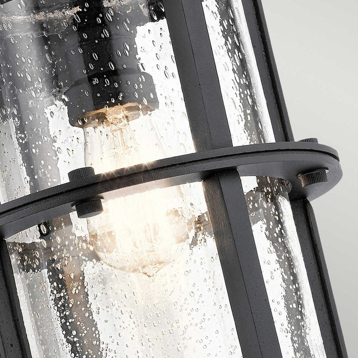 kichler suri 1 light large black outdoor wall lantern Close Up LED Bulb