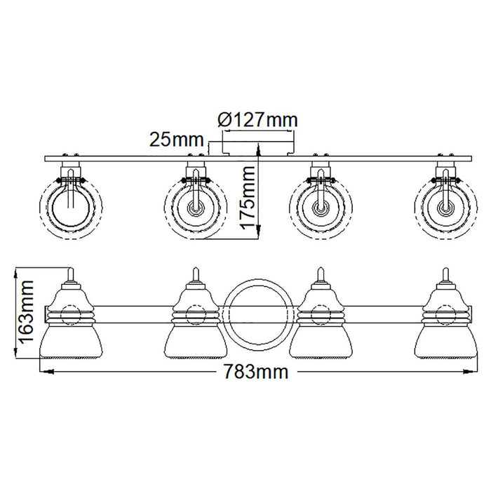 Kichler Talland 4 Light Chrome Bathroom Wall Light — close-up detail