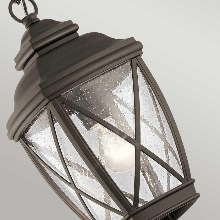 Kichler Tangier Medium 7.5" Bronze Outdoor Pendant Light — lifestyle setting
