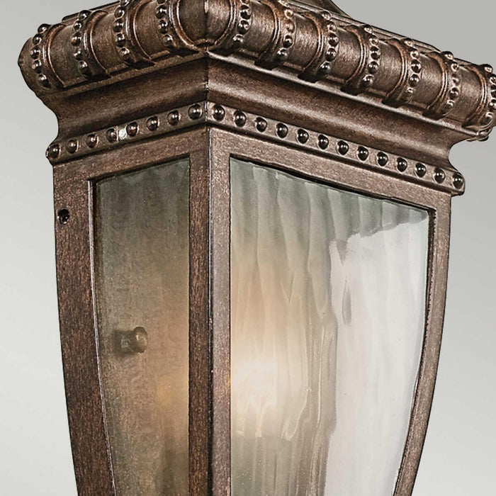 Elstead Venetian Rain Brushed Bronze Outdoor Half Wall Fitting Close up
