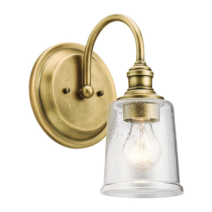 Kichler Waverly 1 Light Brass Wall Light KL-WAVERLY1-NBR,Elstead Lighting,1