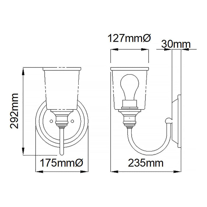 Kichler Waverly 1 Light Brass Wall Light — rear view