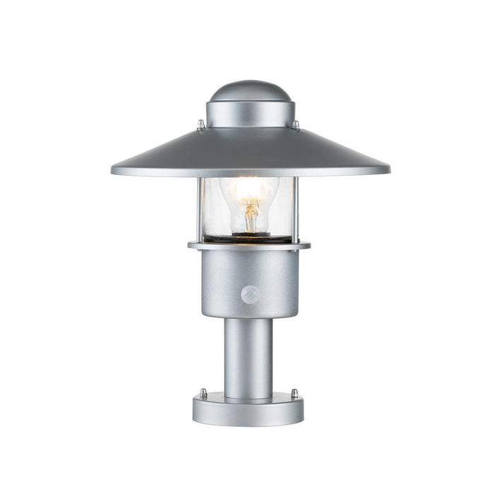 klampenborg 1 light silver outdoor pedestal pir sensor