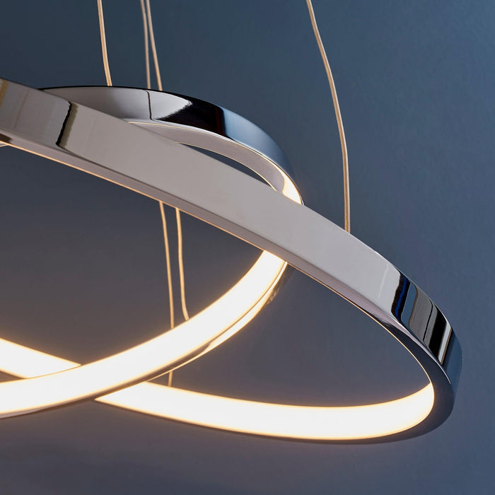 Kline 2 Ring LED Chrome & Frosted Acrylic Pendant Ceiling Light-Ceiling Pendant Lights-Endon Lighting hallway lighting photo Tiffany Lighting Direct