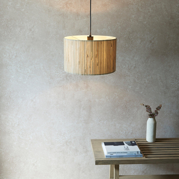 Longshore 1 Light Black Ceiling Pendant - Seagrass Shade-Ceiling Pendant Lights-Endon Lighting living room close up Tiffany Lighting Direct