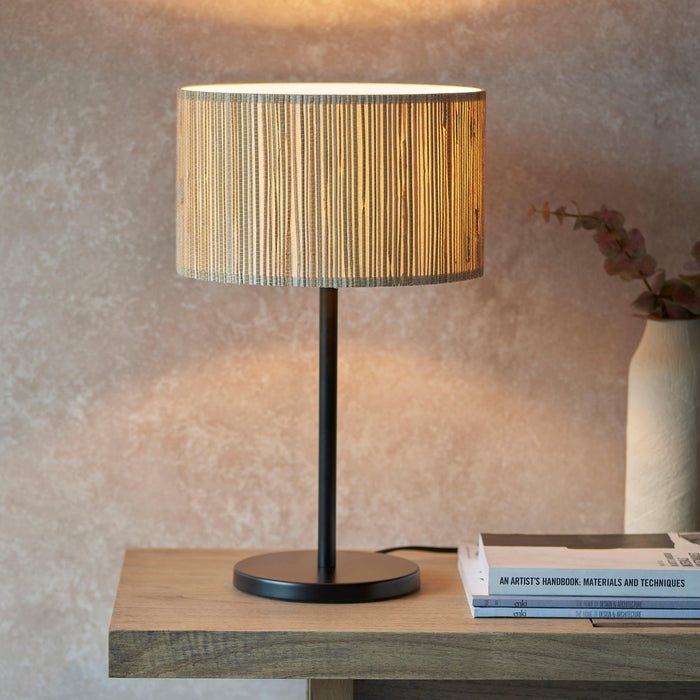 Longshore 1 Light Black Table Lamp With Seagrass Shade-Endon Lighting-Living-Room-Tiffany Lighting Direct-[image-position]