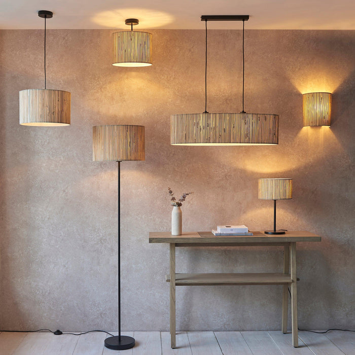 Longshore 1 Light Black Table Lamp With Seagrass Shade-Endon Lighting-Living-Room-Tiffany Lighting Direct-[image-position]