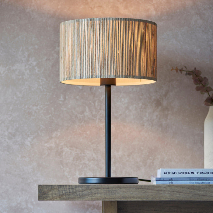 Longshore 1 Light Black Table Lamp With Seagrass Shade-Endon Lighting-Living-Room-Tiffany Lighting Direct-[image-position]