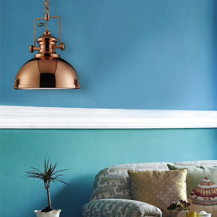 Louisiana Industrial 1 Light Copper Pendant Searchlight-Ceiling Pendant Lights-5-Tiffany Lighting Direct