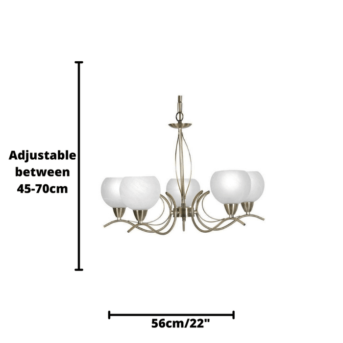 Luanda 5 Light Antique Brass Chandelier-Oaks Lighting-2-Tiffany Lighting Direct