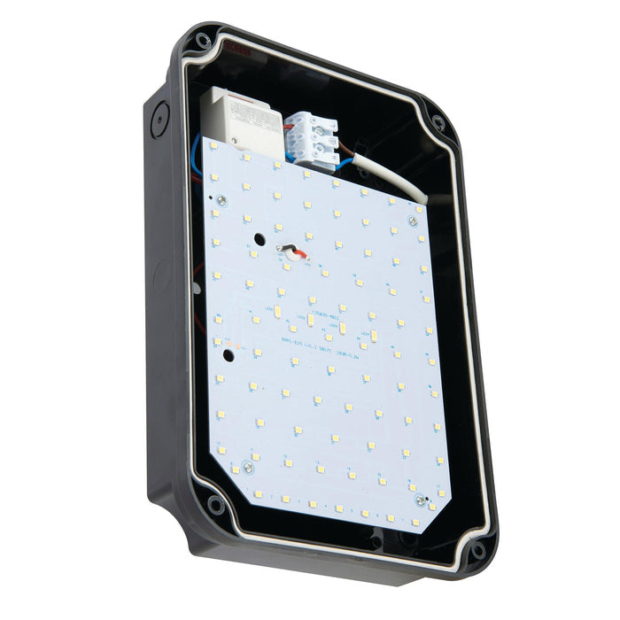 lucca small black outdoor wall light with microwave sensor ip65 by saxby lighting, close up image 162