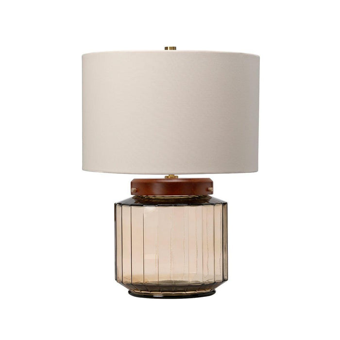 Luga Brass & Smoke Glass Table Lamp Elstead Lighting 1