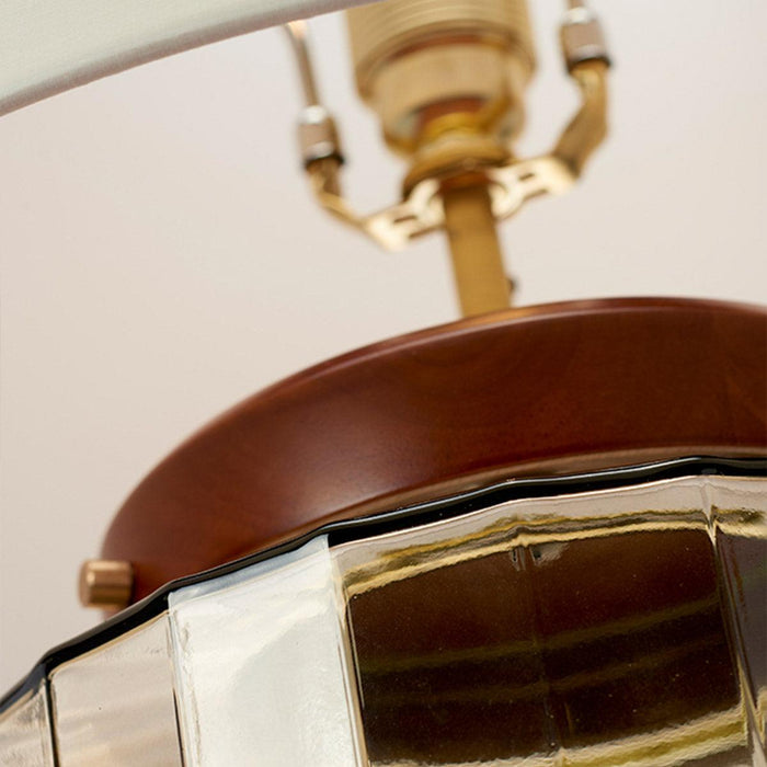 Luga Brass & Smoke Glass Table Lamp Elstead Lighting — additional angle