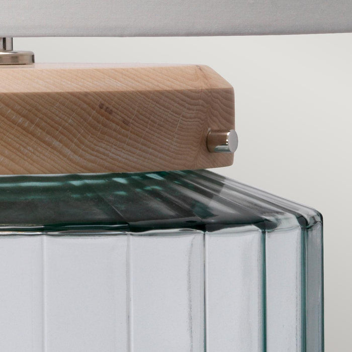 Luga Polished Nickel & Clear Glass Table Lamp Elstead — lifestyle setting