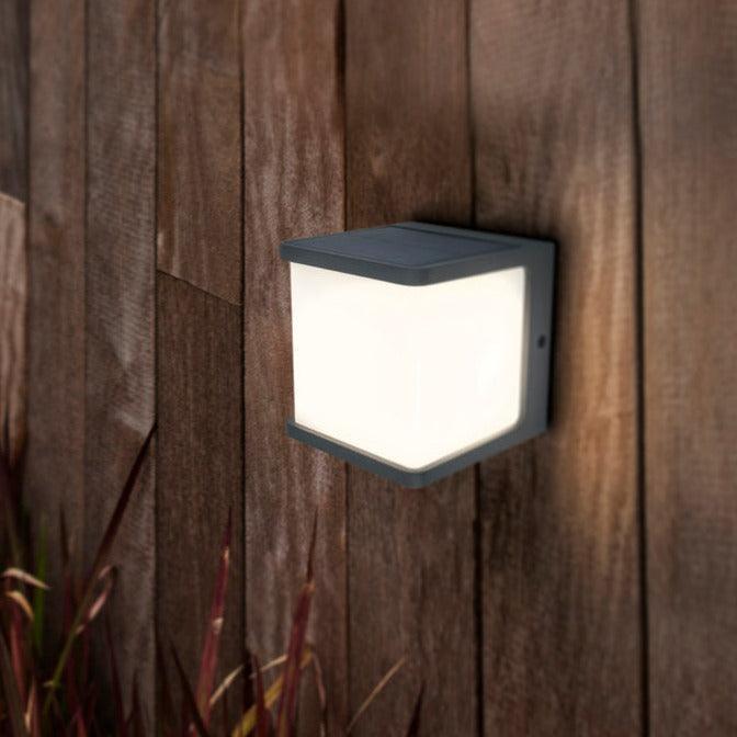 Lutec Doblo LED Solar Grey Wall Light - Motion Sensor by Lutec — suits living rooms, bedrooms & hallways