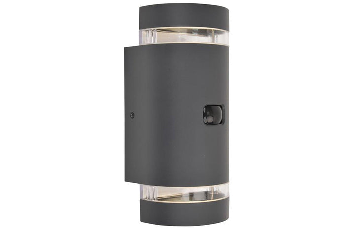 Lutec Focus Grey Outdoor Up & Down Wall Light - PIR Sensor 5604014118
