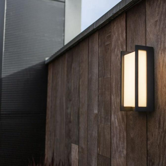 Lutec Qubo Outdoor LED Wall Light - Grey by Lutec — suits living rooms, bedrooms & hallways