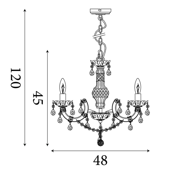 Marie Therese 3 Light Acrylic Chandelier — side profile