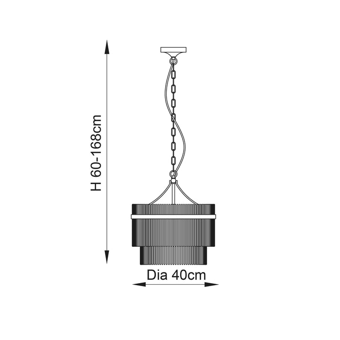 Marietta 3 Light Nickel & Glass Rod Ceiling Pendant-Ceiling Pendant Lights-Endon Lighting Living room light close up Tiffany Lighting Direct