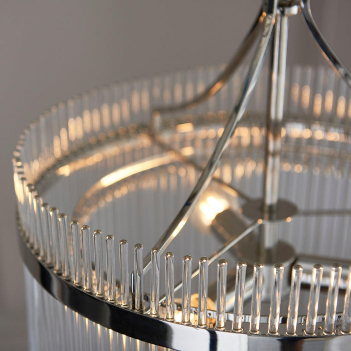 Marietta 3 Light Nickel & Glass Rod Ceiling Pendant-Ceiling Pendant Lights-Endon Lighting Hallway Lighting Close upTiffany Lighting Direct