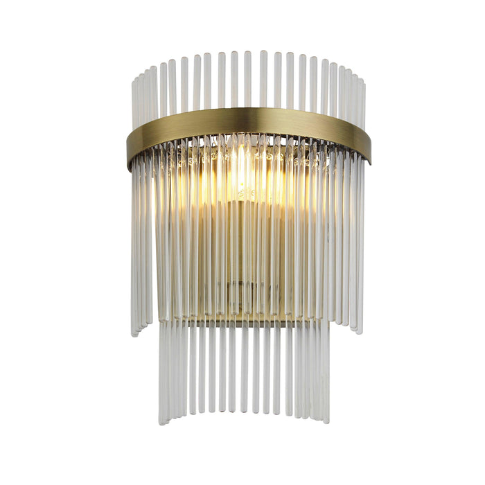 Marietta Antique Brass Wall Light - Clear Glass Rods Shade 99168