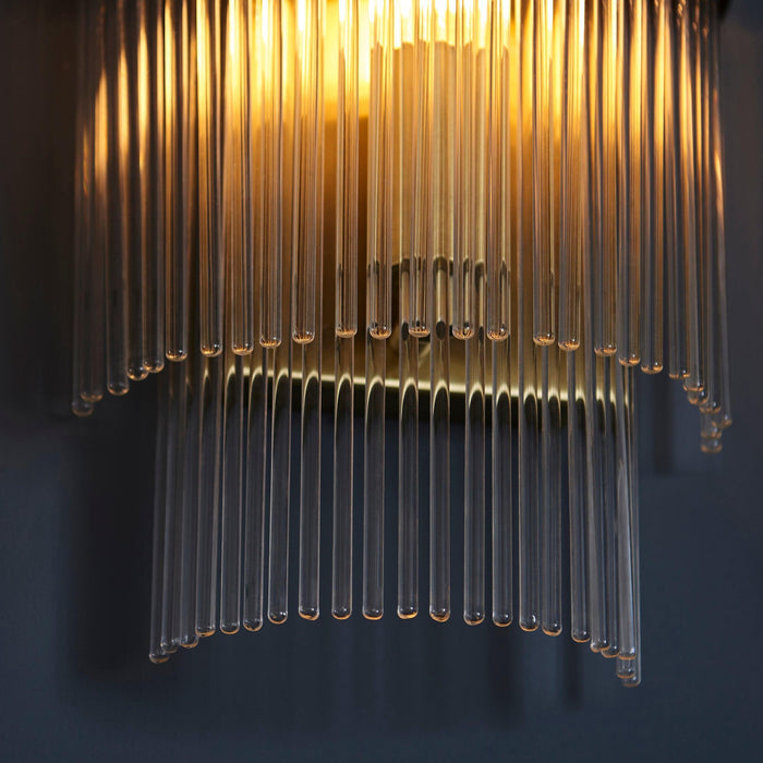 Marietta Antique Brass Wall Light - Clear Glass Rods Shade 99168_glass rod close-up
