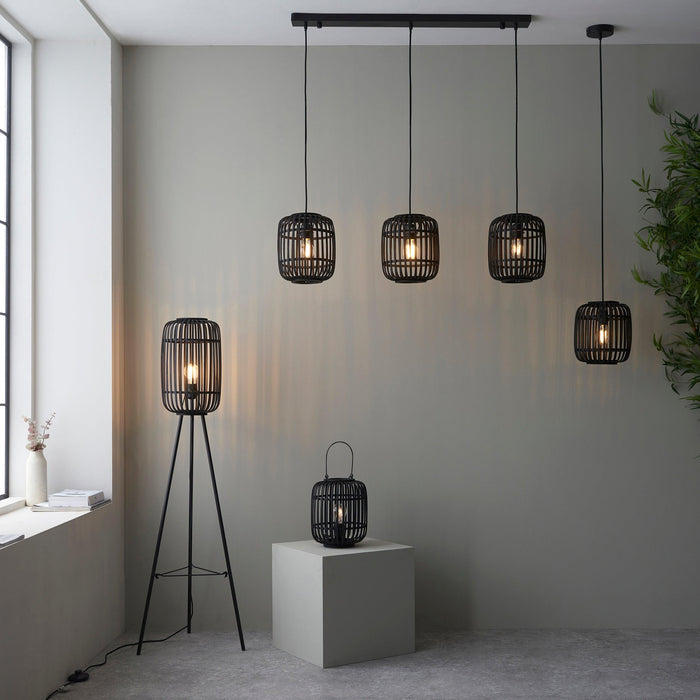 Mathias Black Bamboo Adjustable Ceiling Pendant-Ceiling Pendant Lights-Endon Lighting Living Room Close Up Lighting Tiffany Lighting Direct