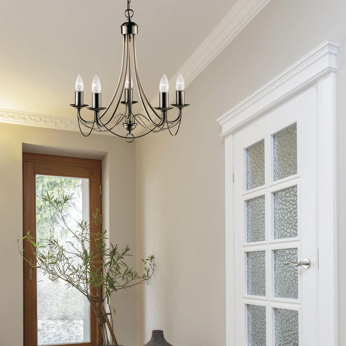 Maypole 5 Light Antique Brass Ceiling Pendant Searchlight-Ceiling Pendant Lights-2-Tiffany Lighting Direct