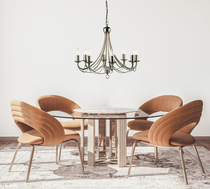 Maypole 8 Light Antique Brass Ceiling Pendant Searchlight-Ceiling Pendant Lights-5-Tiffany Lighting Direct