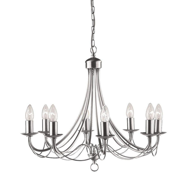Maypole 8 Light Satin Silver Ceiling Pendant Searchlight-Ceiling Pendant Lights-1-Tiffany Lighting Direct