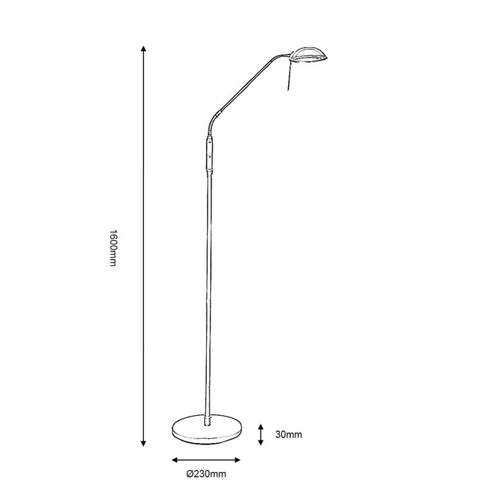 Metis Antique Brass Floor Reading Lamp — close-up detail