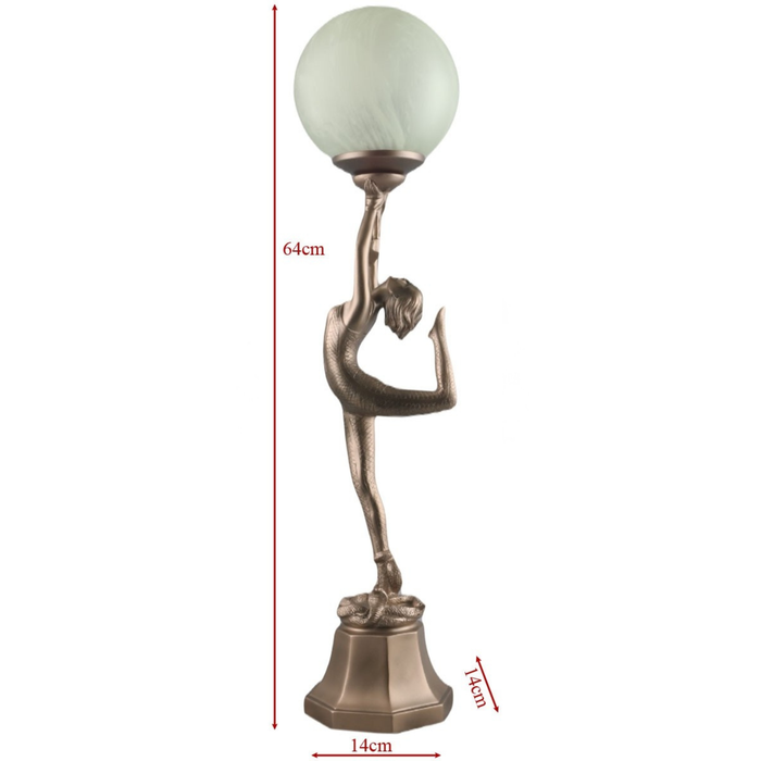 Mia Brass Art Deco Figurine Lamp — rear view