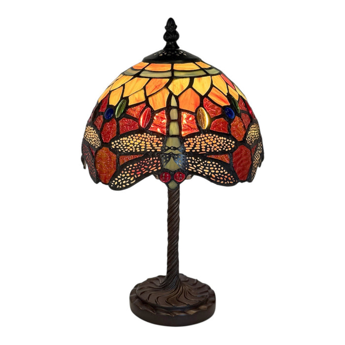 Minster 8" Orange Tiffany Dragonfly Table Lamp — alternate view