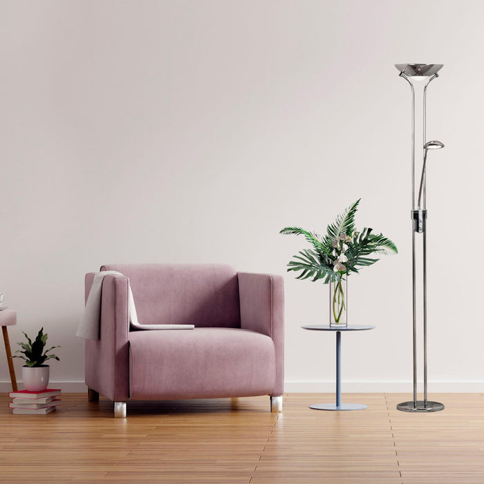 mother child 2 light led chrome floor lamp   by searchlighting lighting, living room image