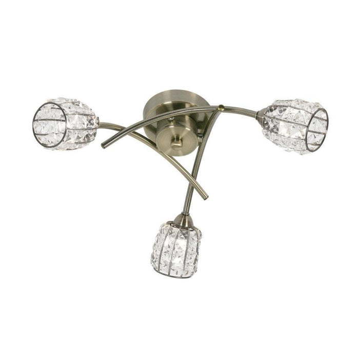 Naira 3 Light Antique Brass Flush Ceiling Light Living room Image