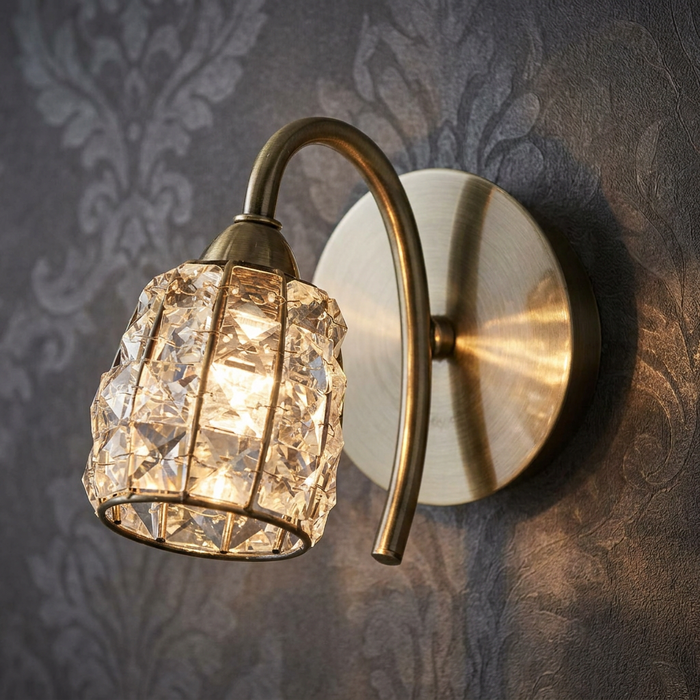 Naira Antique Brass Living Room Wall Light
