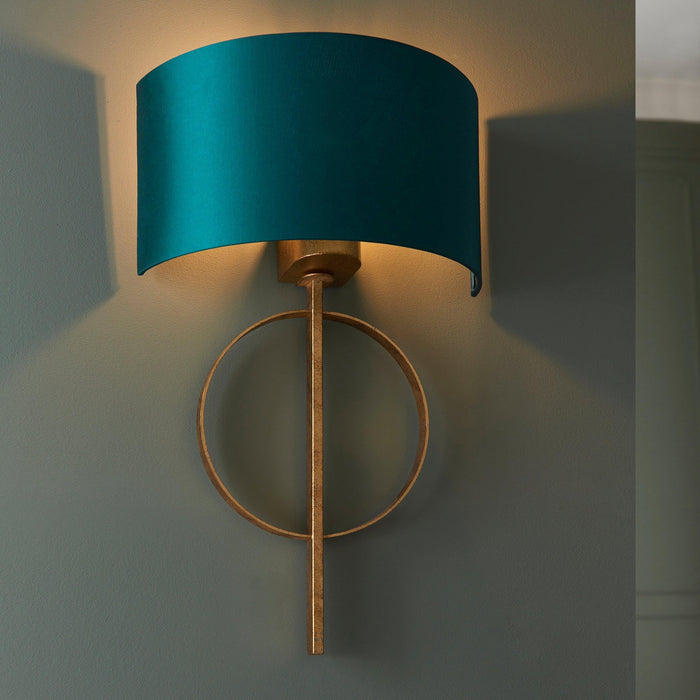 norfolk gold wall light with teal half shade kitchen lighting image