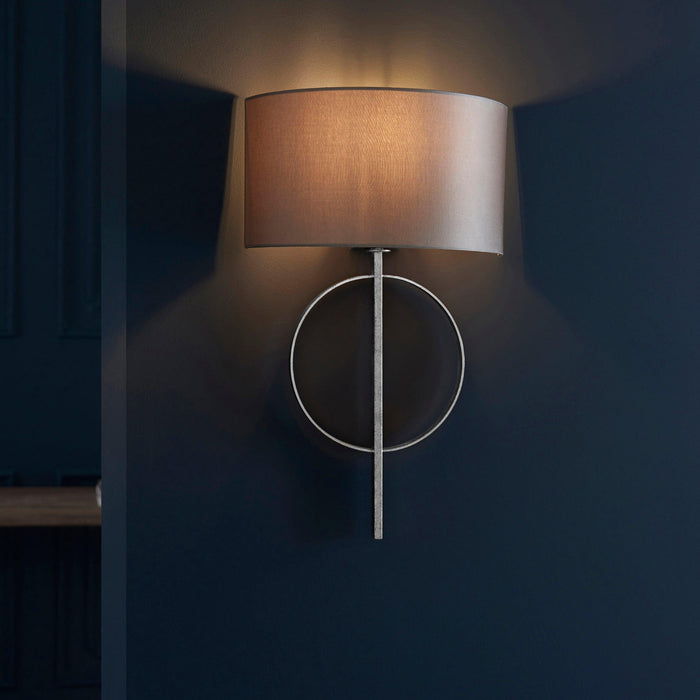 norfolk silver wall light with mink half shade Living room lighting image