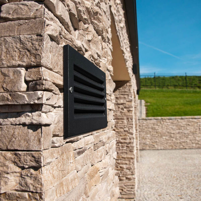 Norlys Grimstad LED Recessed Louvre Outdoor Wall Light — close-up detail