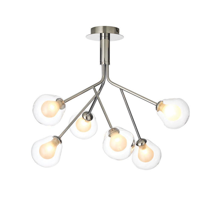 Oaks Harren 6 Light Black Semi-Flush Ceiling Light Living room shot