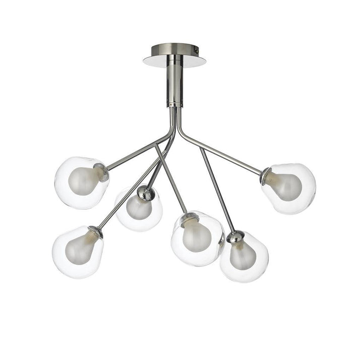 Oaks Harren 6 Light Black Semi-Flush Ceiling Light Living room shot wide shot