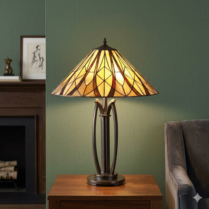 Oaks Lighting Basset Tiffany Large Table Lamp — alternate view